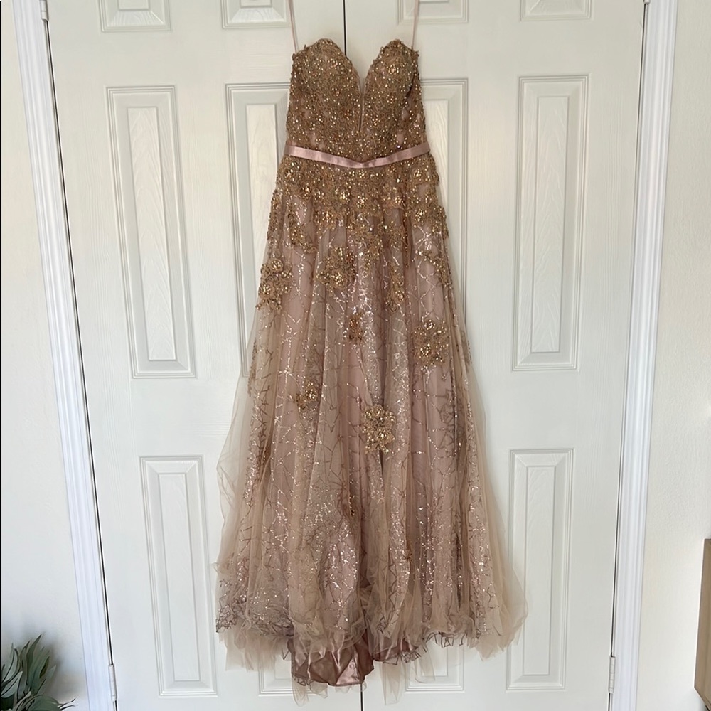 Elegant Gold and Cream Gown